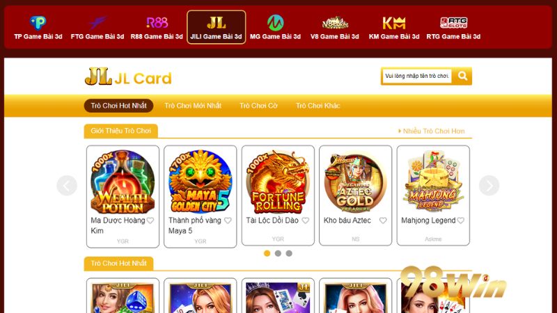 JILI lọt top game bài giải trí cực đỉnh tại 98win