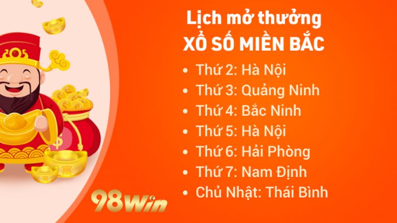 Xổ số miền bắc 98win quay thưởng khi nào?