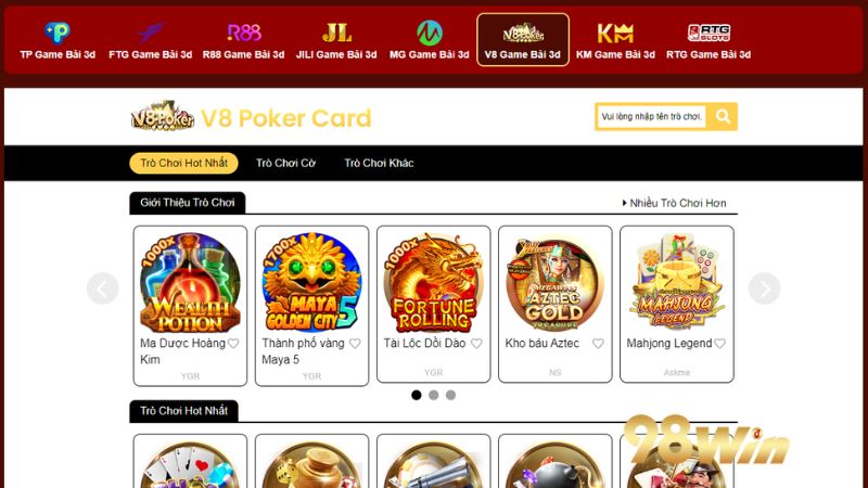 Sảnh V8 game bài 3d 98win cực chất